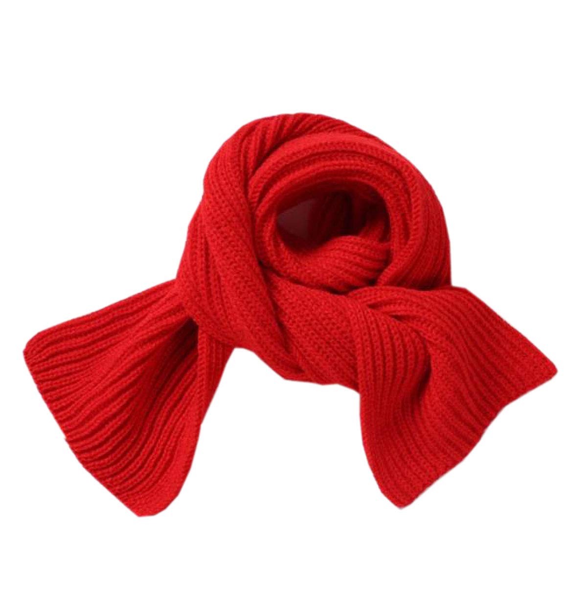 Acvip Girls Red Kids Winter Long Scarf Boys Knitted Neck Warmer (Red)