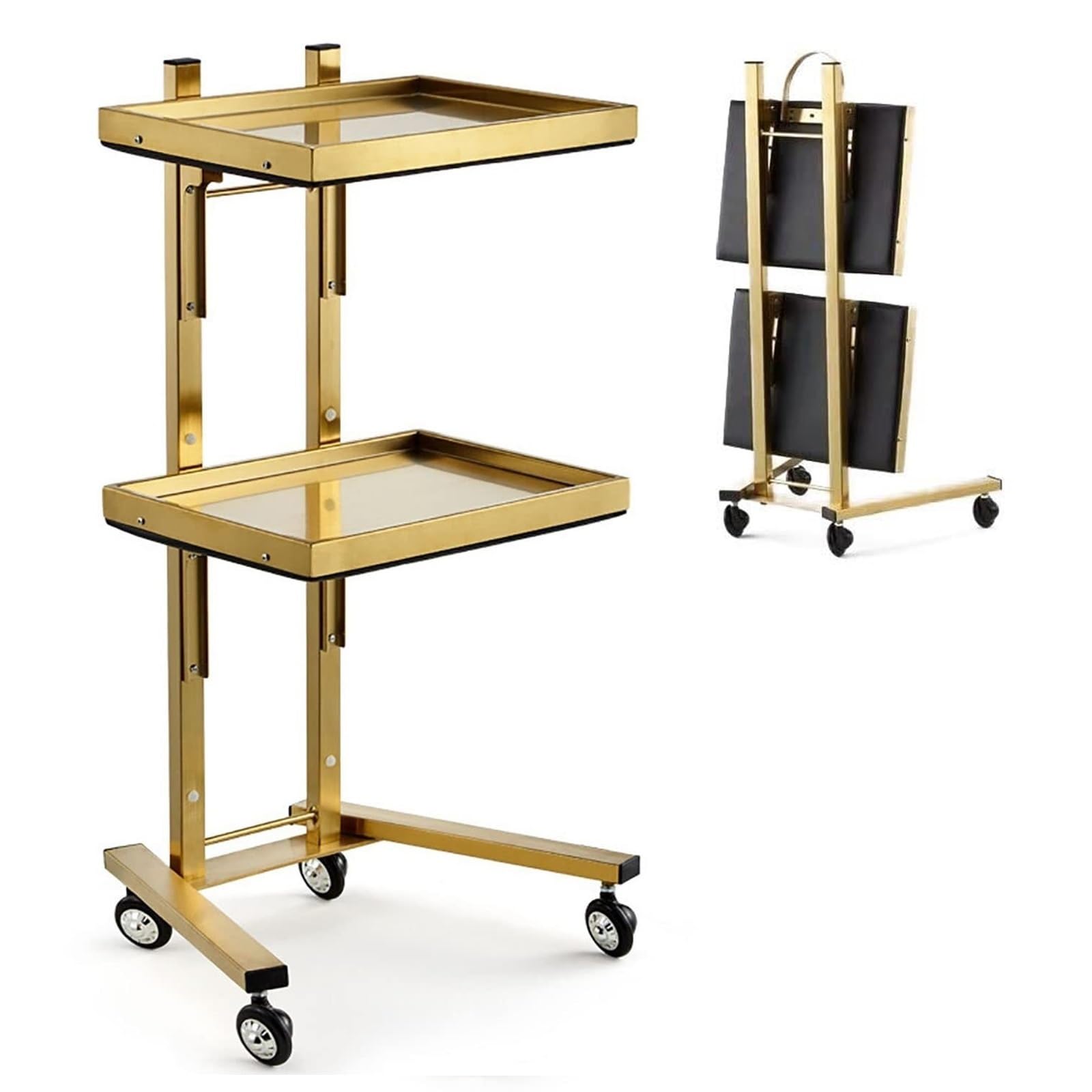Chariot roulant pliable en acier inoxydable haut de gamme pour les salons