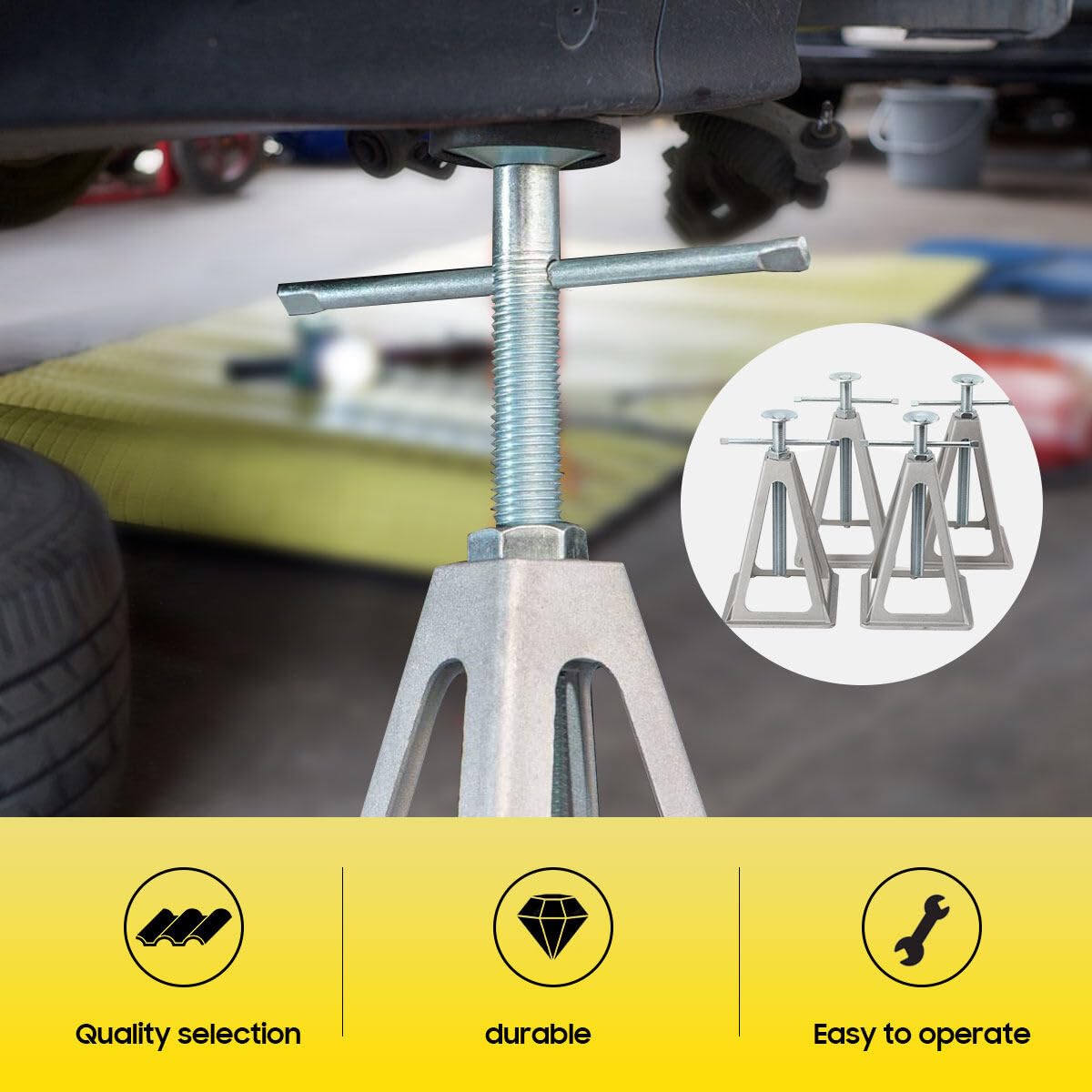 Soporte de Apoyo para Caravanas, Pack 4 Gatos Pequeños, Gatos de Apilamiento de Aluminio, Altura Regulable de 28cm a 44cm, Capacidad de Carga de 3600 kg