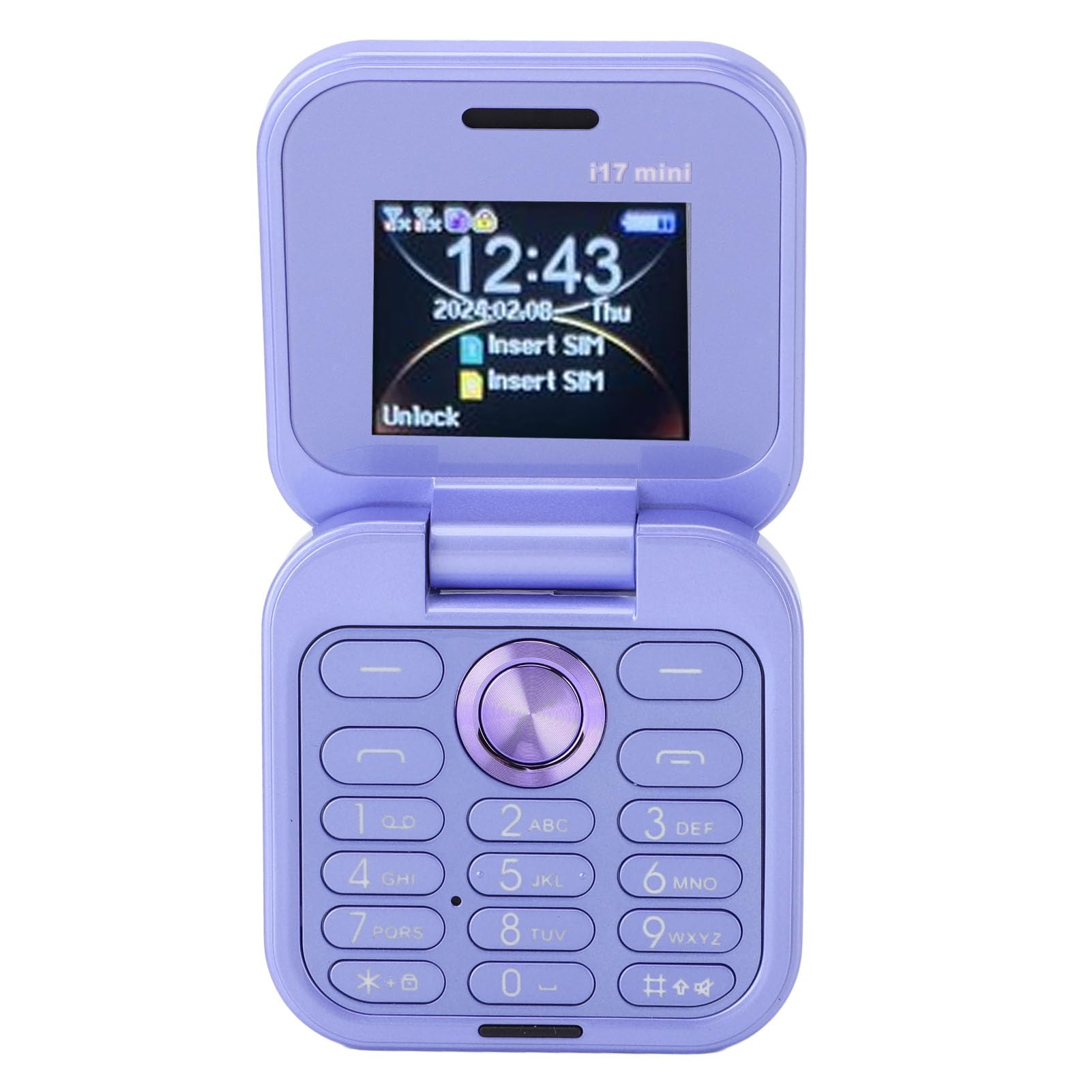 ASHATA Teléfono Móvil 2G Flip Tiny, Dual Nano SIM gsm, Linterna LED, Radio FM, Cámara Trasera, el Teléfono Móvil Más Pequeño, para Personas Mayores (Purple)