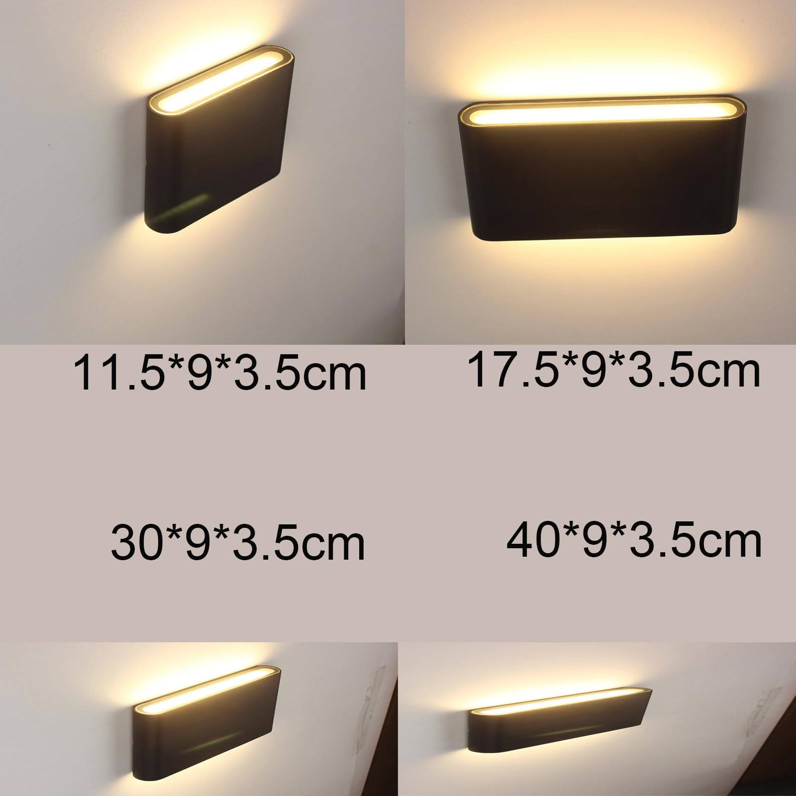 Außen IP65 Wandleuchte Radar Bewegungssensor Wandlicht Lampen Aluminium LED Wandlampe Schwarze Wandbeleuchtung Up Down 3000K/4000K/6000K für Gärten Terrassen Schlafzimmer (Weißes Licht,60W)