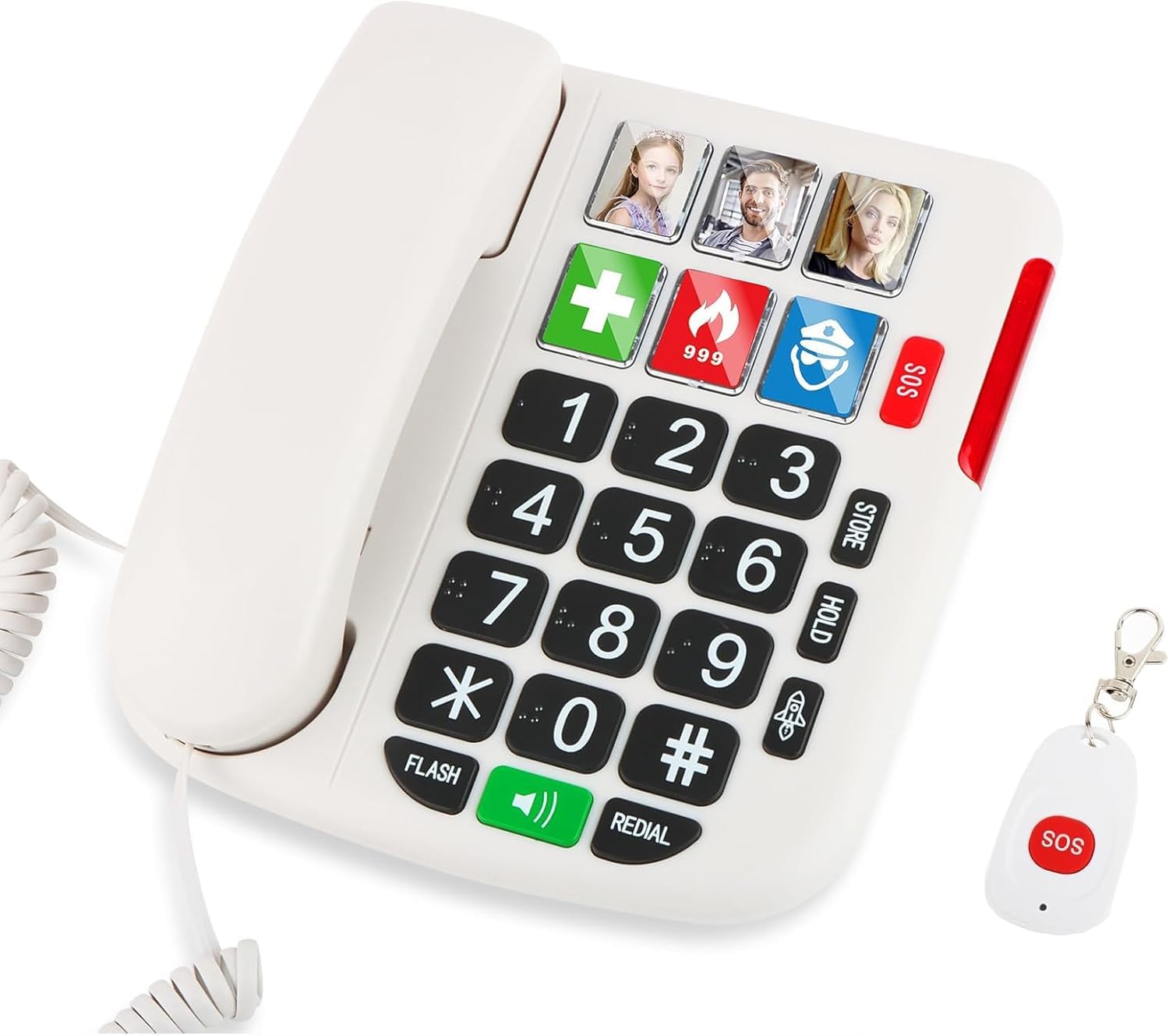 Telefon VOCA dla seniorów z dużymi przyciskami, telefon wzmocniony CP121, głośnik, kompatybilny z aparatami słuchowymi, głośna głośność dla osób niedosłyszących