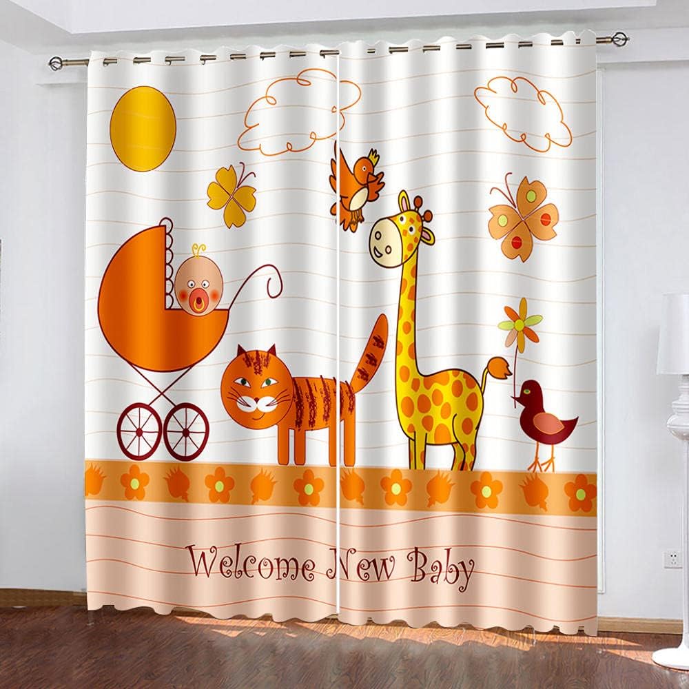 3D Kids Curtains Cartoon Animal Alphabet 132X96Inch Thermal Insulated Grommet Room Darkening Curtains/Panels/Drapes for Bedroom 2 Panels ()