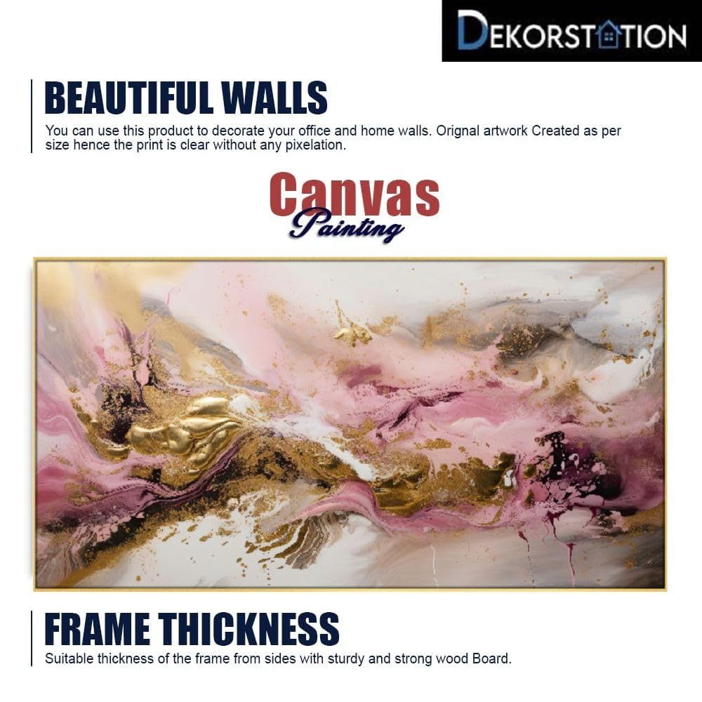 DEKORSTATION Abstract Background Pink and Gold Colorful Floating Frame Canvas Wall Painting for Home and Office DΓ©cor (18 Inch L x 12 Inch H) 3
