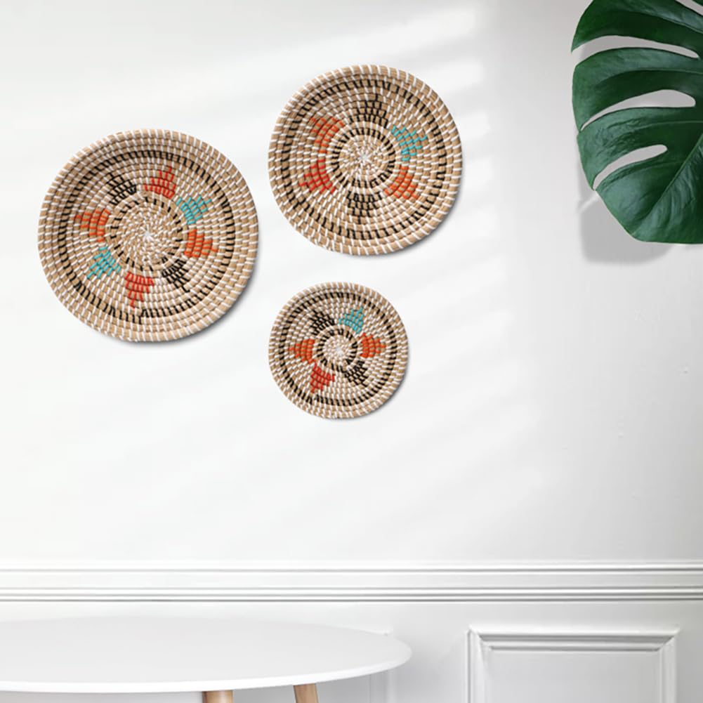 EFLALYHG Decoración de Pared con Cesta Tejida Colgante, Decoración de Pared Bohemia Tejida a Mano, Cesta de Hierba Marina Colgante de Pared, Cesta Tejida de Mimbre Colgante, Cesta Africana