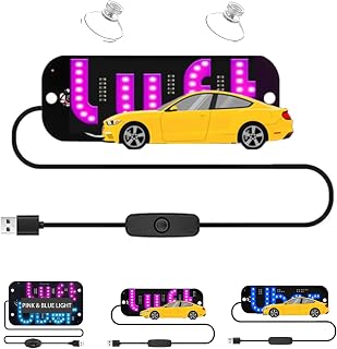 Pink LED Light Sign for Car, Taxi Sign Light Windshield Led Sign Car LED Decal with Suction Cups USB Plug for Cars, Trucks, SUVs(Pink)