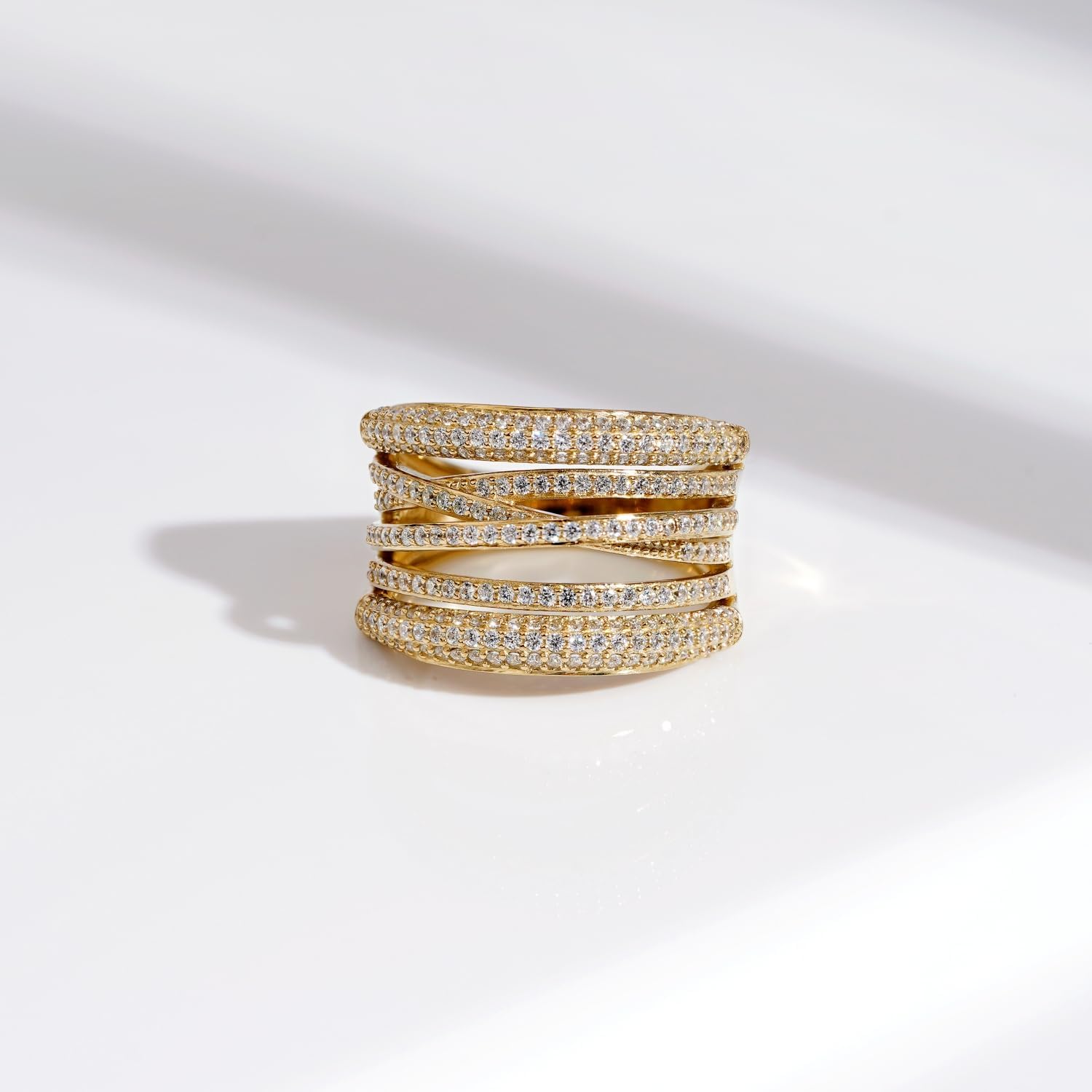 Amazon Essentials Yellow Gold Plated Sterling Silver Multi Row Ring - Image 5