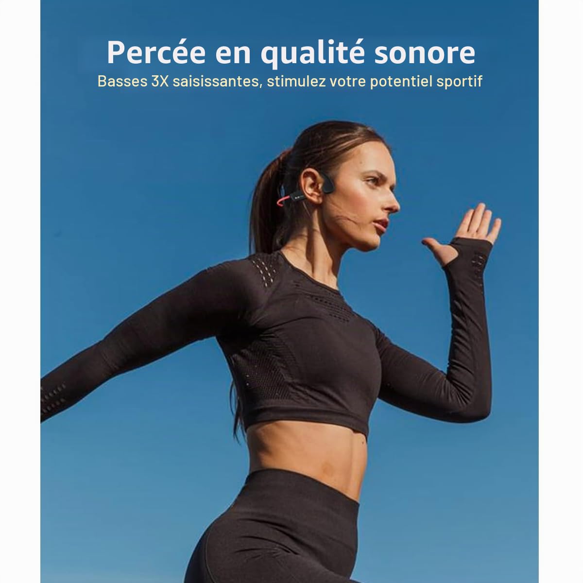 R1 - Écouteurs BT sans Fil à Conduction, Bluetooth 5.2, Audio Hi-FI, résistant à la Transpiration, Longue durée de Vie de la Batterie, Ajustement Confortable, Rouge