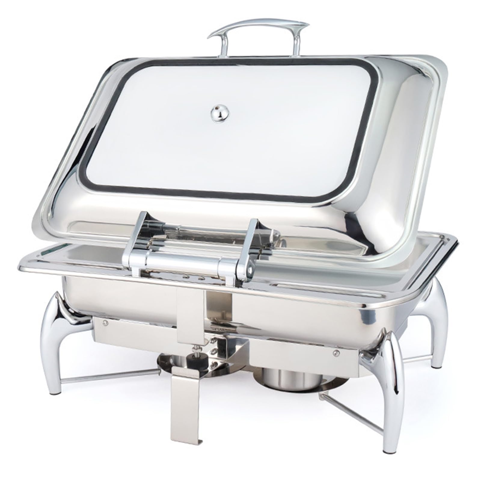 Ensemble de plats rectangulaires en acier inoxydable de 10 L avec couvercle en verre pour banquet traiteur