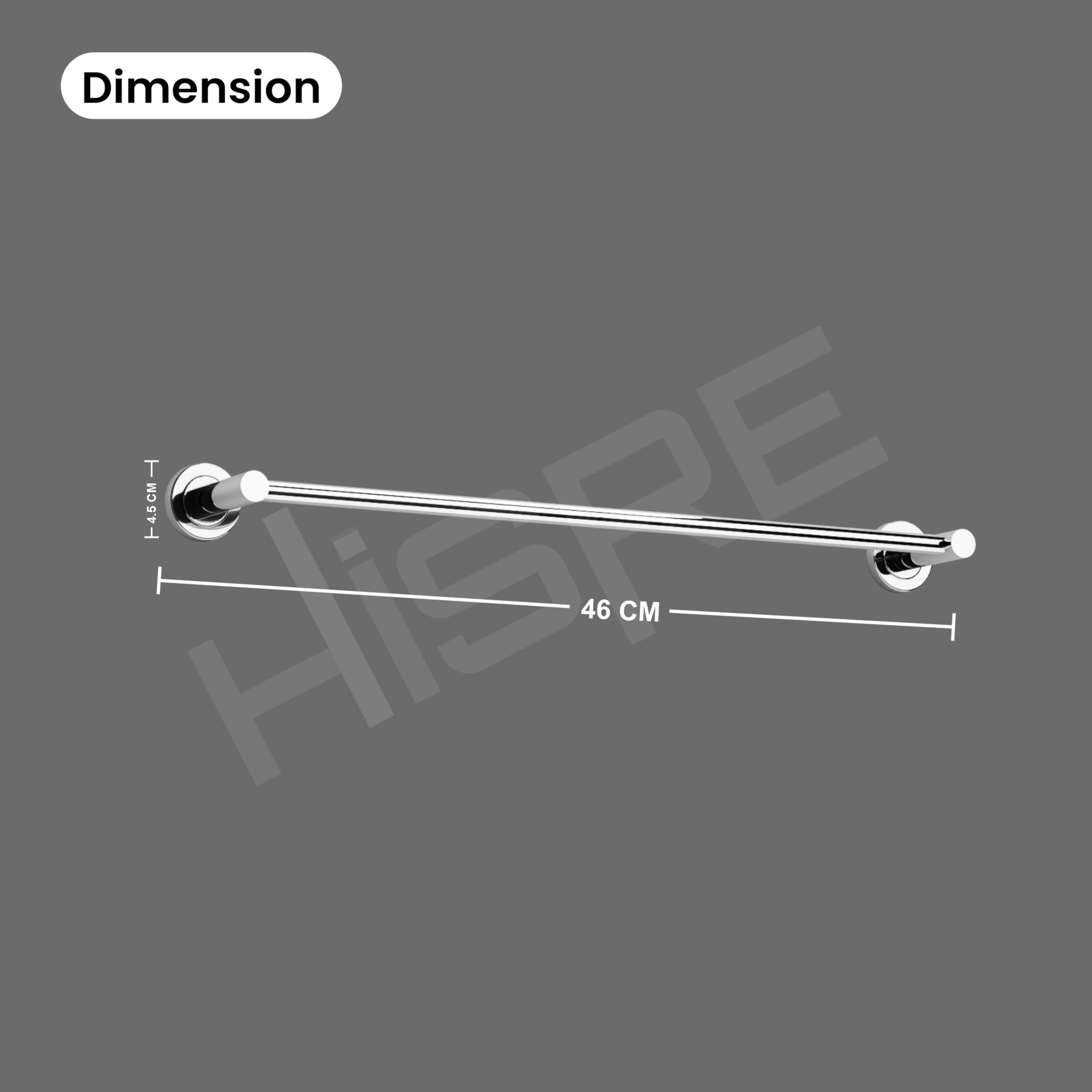 HISRE Modern Wall-Mounted Bathroom Towel Bar, Polished Chrome Stainless Steel Single Rail with Concealed Mounting, Rust-Resistant Heavy-Duty Towel Holder for Bathroom, Kitchen, or Washroom, photo 3 of 5