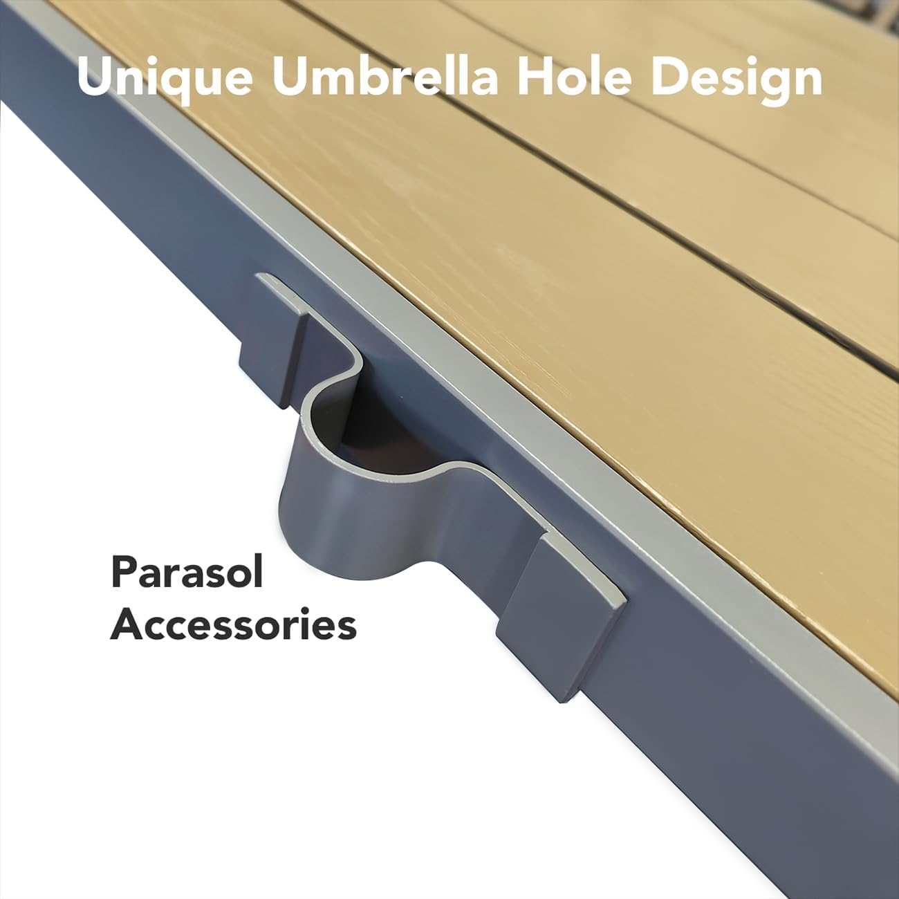 Ahomly Patio Table and Chairs Set for 6, Outdoor Dining Set Includes 59.5" Rectangle Patio Table with Side Umbrella Hole and 6 Textilene Fabric Patio Chairs for Backyard, Courtyard, Poolside, Brown