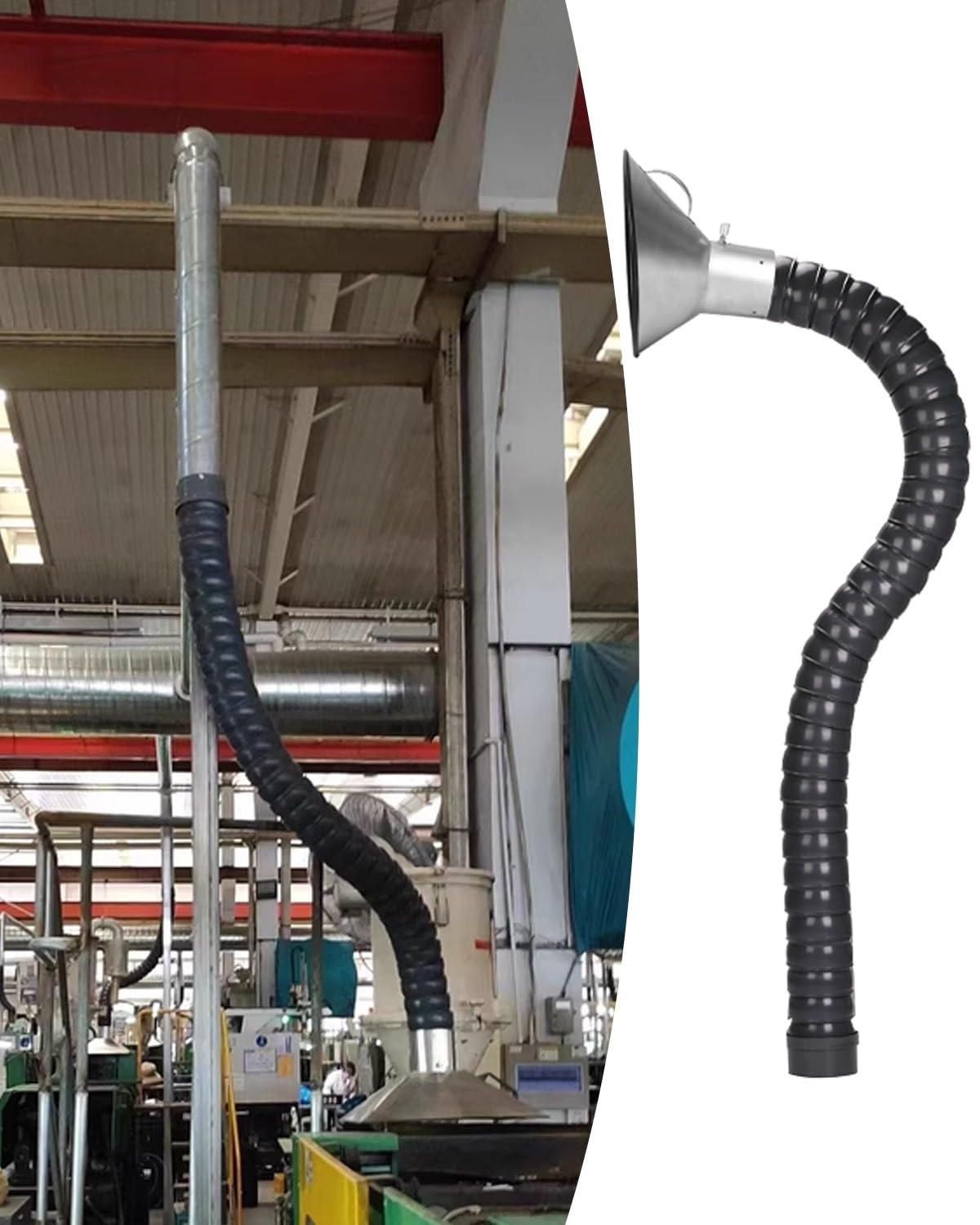Tubo flessibile per aspirazione fumi per gas e fumi, condotto dell'aria regolabile a 360°, ideale per applicazioni di laboratorio e ventilazione, sistema di filtrazione dell'aria di alta qualità