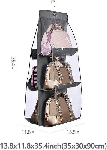 Miniatura 3 de DIOMMELL Percha para colgar bolsos, organizador de bolsas, soporte de almacenamiento para armario con 6 bolsillos más grandes
