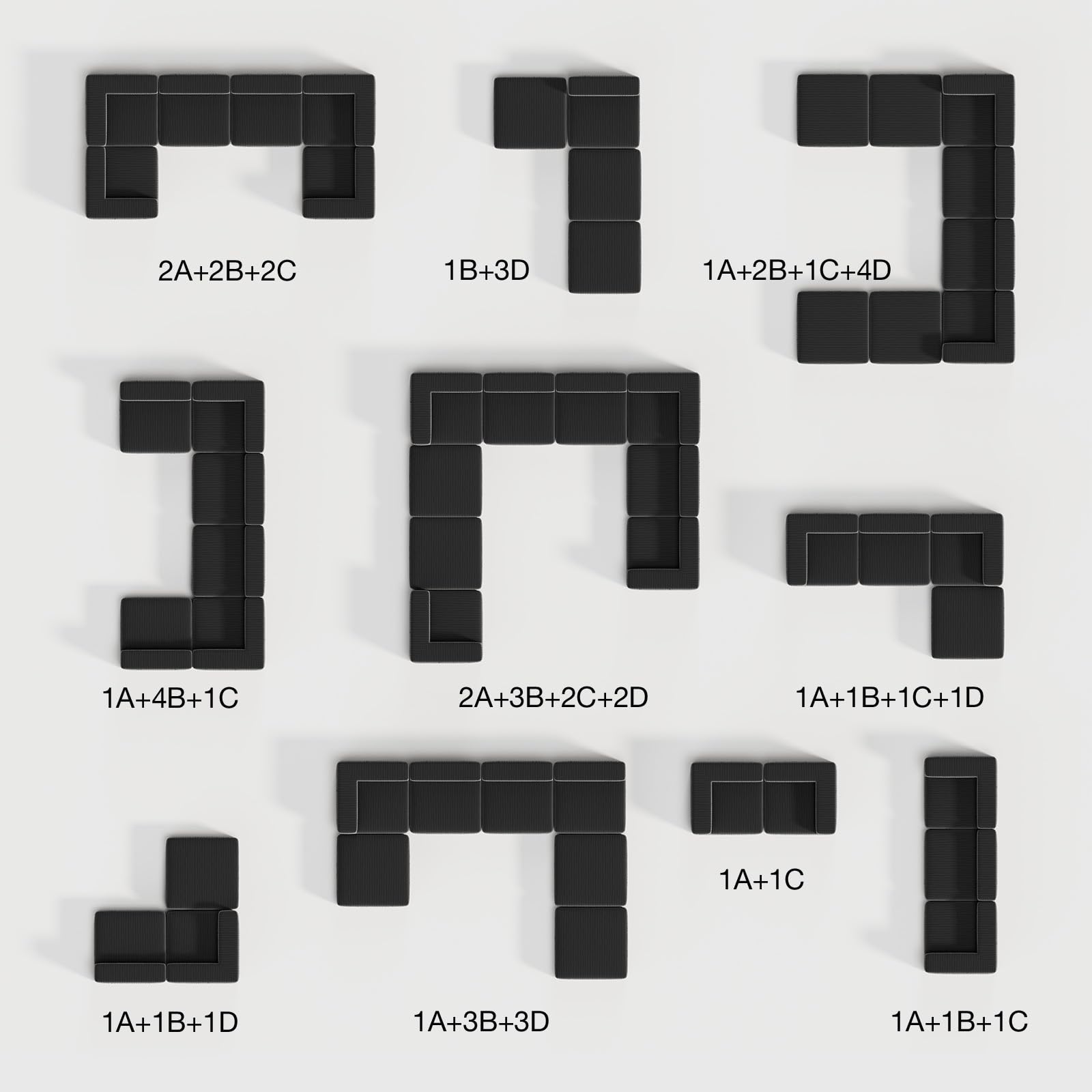 Novilla 90x90x65 cm Sofá Modular con Brazo Izquierdo en Terciopelo | Muelles Ensacados Smarts Coil®, Sin Montaje, Terciopelo Acanalado, 2 Cojines, 90x90x65 cm