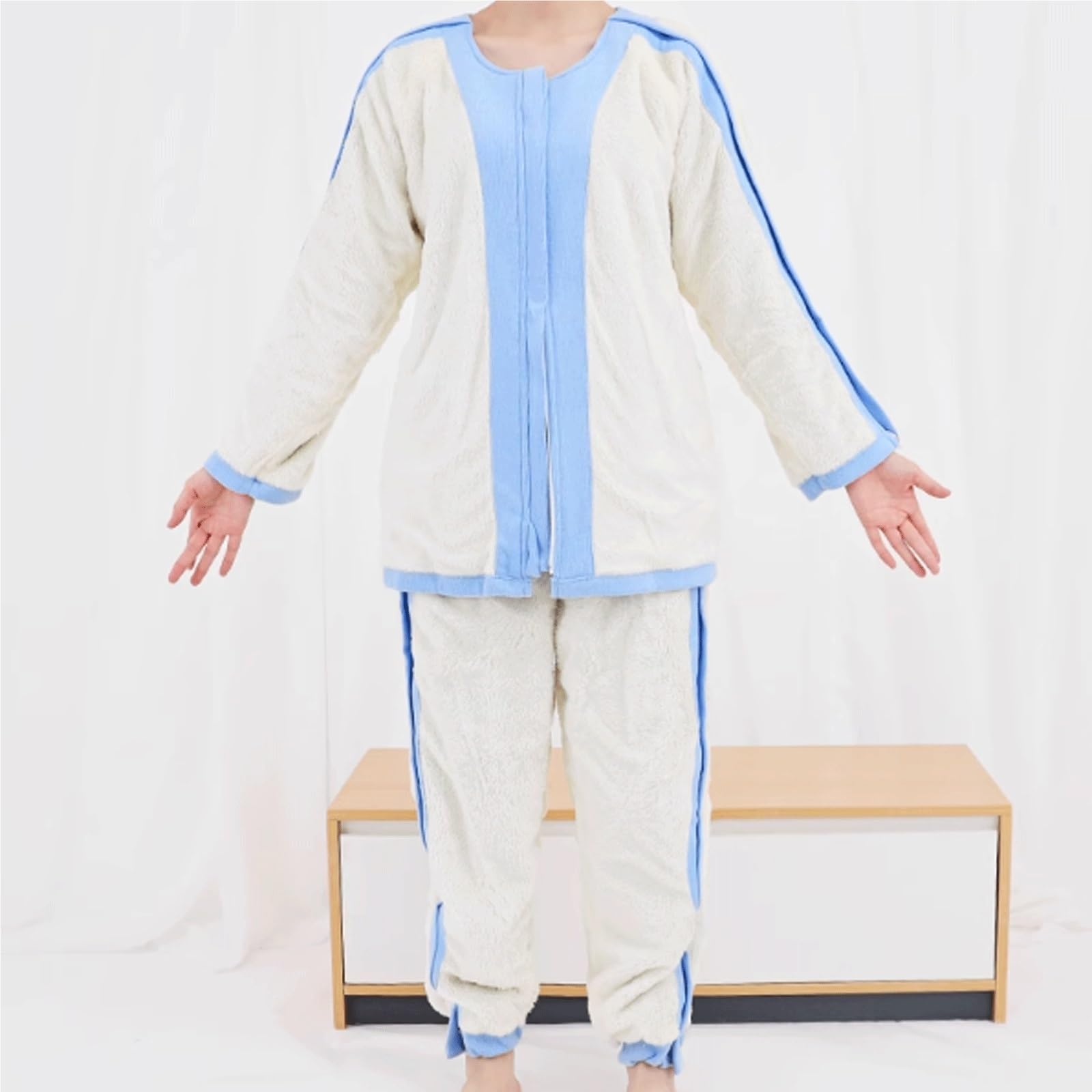 Pijamas sin espalda for ancianos postrados en cama, ropa de rehabilitación for pacientes invierno engrosada, conveniente for el cuidado Exfoliantes Suaves(Large)