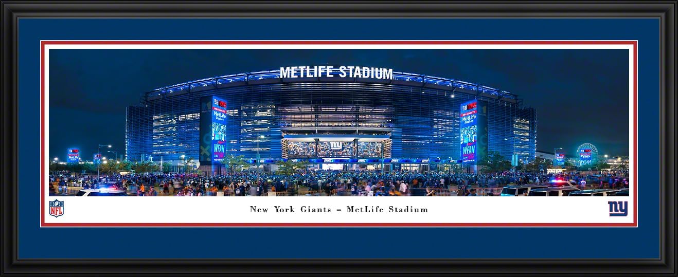 MetLife Stadium, Home of the New York Giants - 44x18-inch Double Mat, Deluxe Framed Picture by Blakeway Panoramas