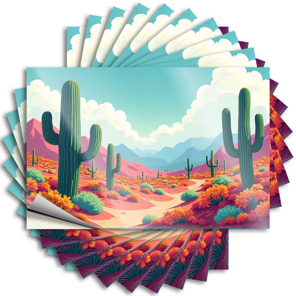 Fzfn Colour Bumper - Vintage Laptop Desert Landscape With Cacti And Flowers For Halloween Gifts(12X18cm)