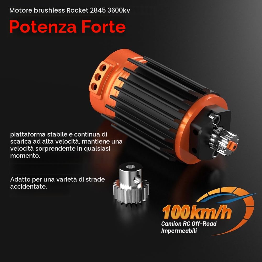 X-Verse MT14R - Auto telecomandata, 4 WD, 100 km/h, scala 1:14, impermeabile, con motore brushless 3S, 2,4 GHz, fuoristrada fuoristrada RC Truck Truggy per adulti (3 batterie, rosso)
