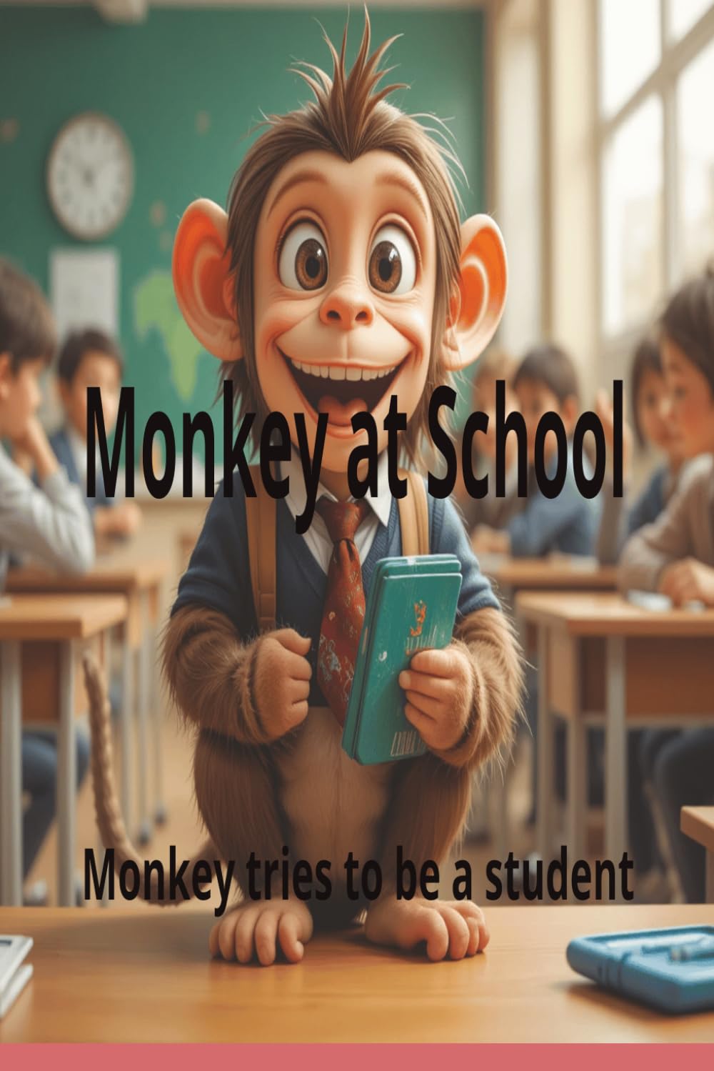 Monkey at School: Monkey Tries to be a Student. A monkey sneaks into a school and tries to be a student, creating absurd situations in every class.
