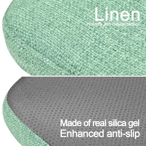 Image of BUYUE Friendly Woven Fabric Magnetic Bar Stool Cushions Set of 4, Enhanced Anti-Slip Breathable Small Chair Seat Pads for Cafe Bistro Stackable Metal Stools (Square, Light Green, 4 Counts)
