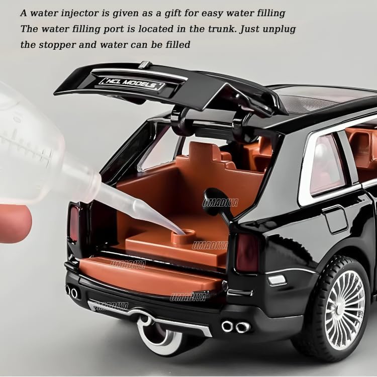 Image of Royals hub 1:22 Scale Rolls-Royce Cullinan Model Car with Smoke Fog & High Speed 7 Functions Metal Rechargeable Remote Control Car with Openable Doors, Spray Effect & Light for Kids Multi-Color