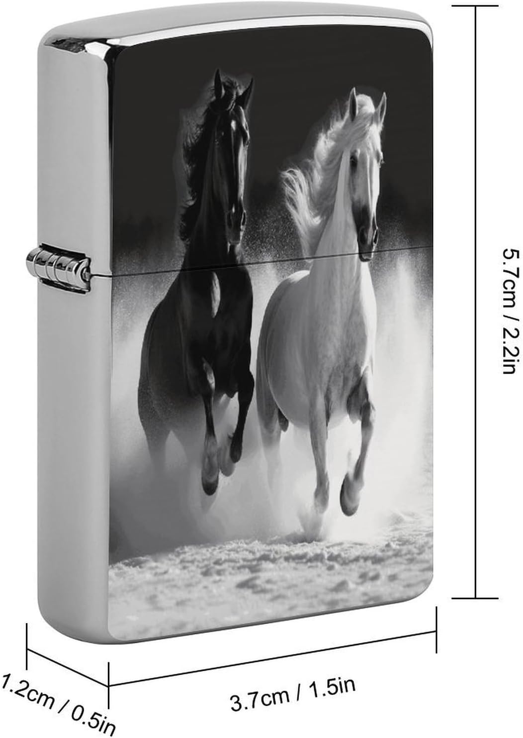Black and White Horses Running Lighter Case Cover Lighter Shell