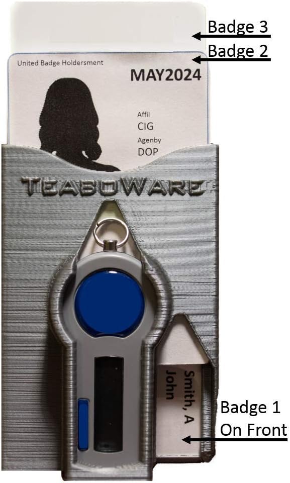 RSA Token Triple Badge Holder - Black 3D Printed ID Badge Holder With Secure Token Slot