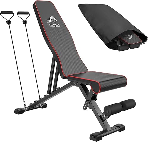 Dskeuzeew Weight Bench with Storage Bag, 7 Backrests Adjustable Workout Bench Load 660LBS Weight Capacity, Incline Decline Flat Foldable Bench Press