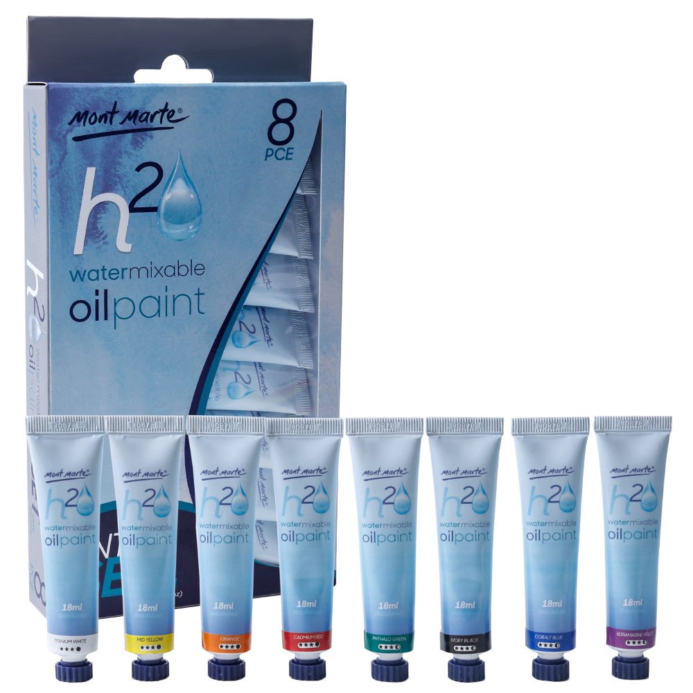 MONT MARTEMPOW8181 Water Mixable Oil Paint Set - 18ml Set of 8