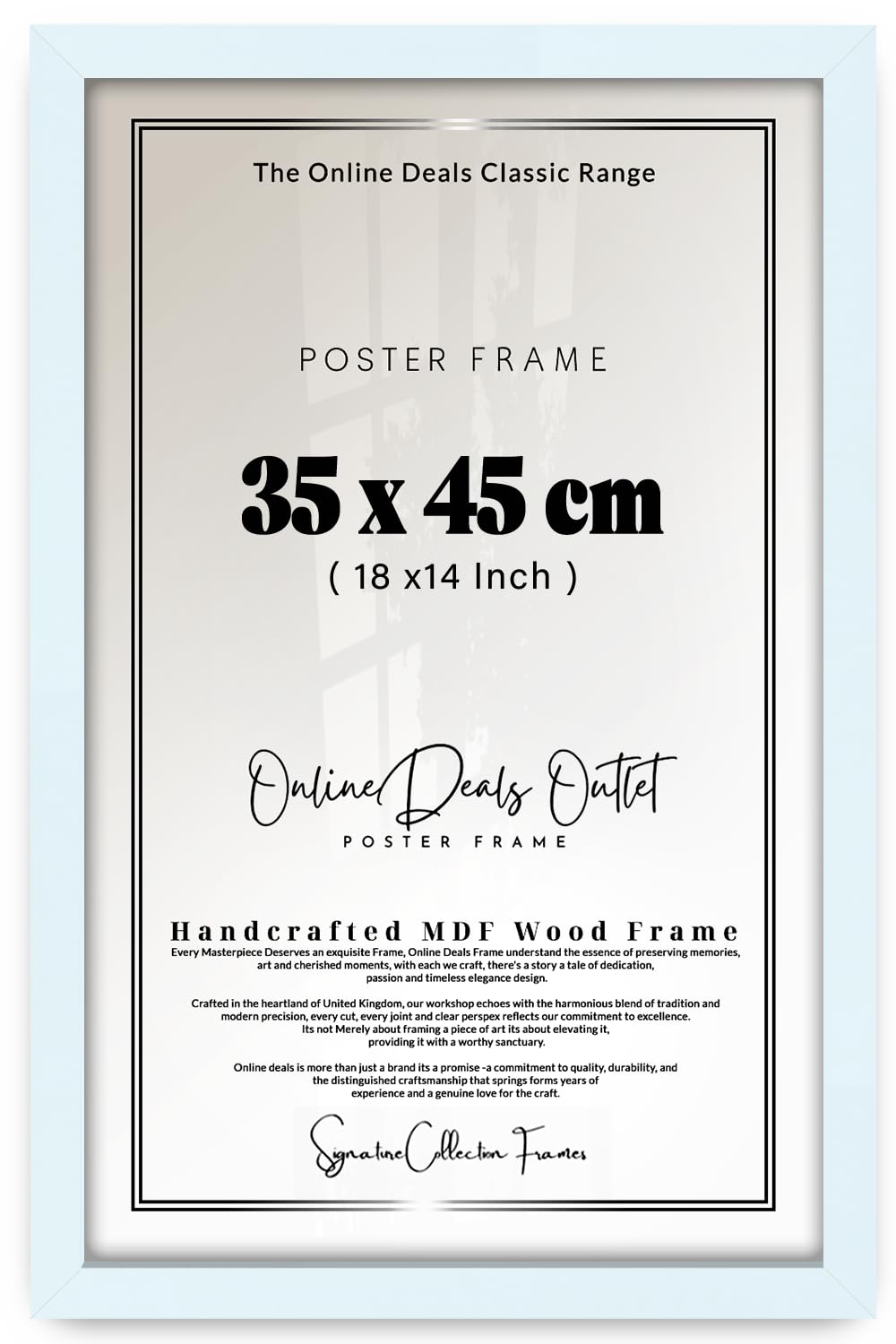 Online Deals | MDF Poster Frame (35 x 45 CM) for Movie Posters, Music & Film Art, 14" x 18" MDF Finish, Easy Hanging Hooks [ White ] — image 1