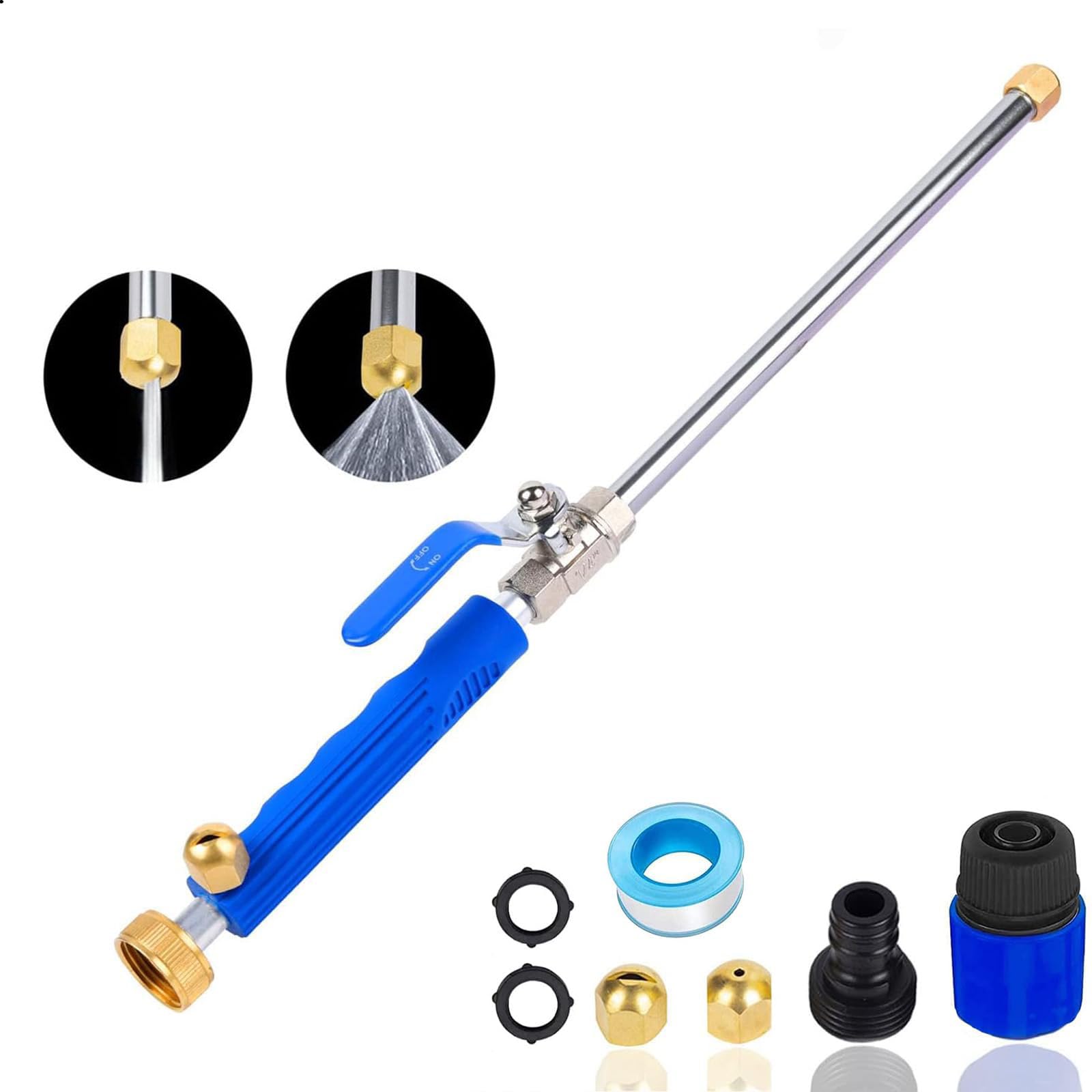 8PCS High Pressure Power Washer for Garden Hose, High Pressure Power Washer Wand, Water Hose Nozzle, Wand Lance for Gutter, Patio, Car, Pet Window