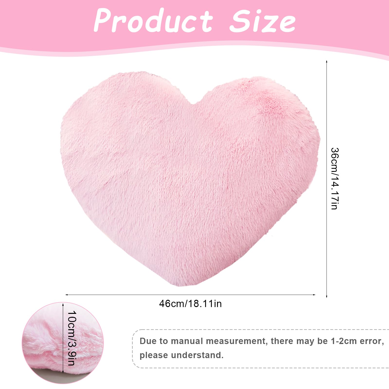 Herzkissen Kuschelkissen Flauschig - 36x46 cm - Hellrosa Herzform Kissen, Plüsch Kissen Herzform, Love Zierkissen Aesthetic, Herzkissen Geschenk für Wohnzimmer Sofa, Kind Schlafzimmer Bett