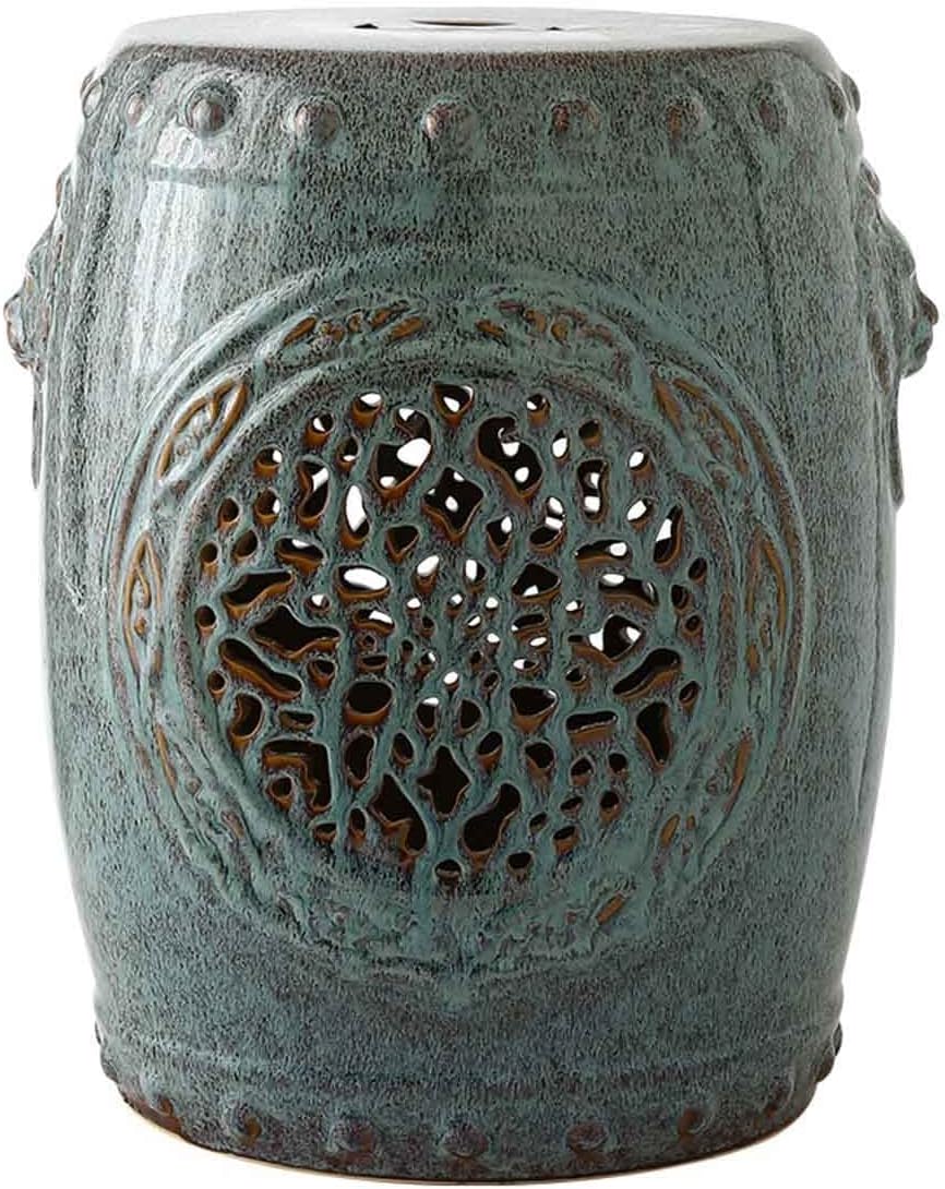 Decorative garden stools, Ceramic Decorative Indoor/outdoor Garden Stools, Kiln-changed Flower Glaze Pier Embroidered Piers, Garden Seat Piers, Retro Nostalgic Furniture.(D), HBJJ-987811