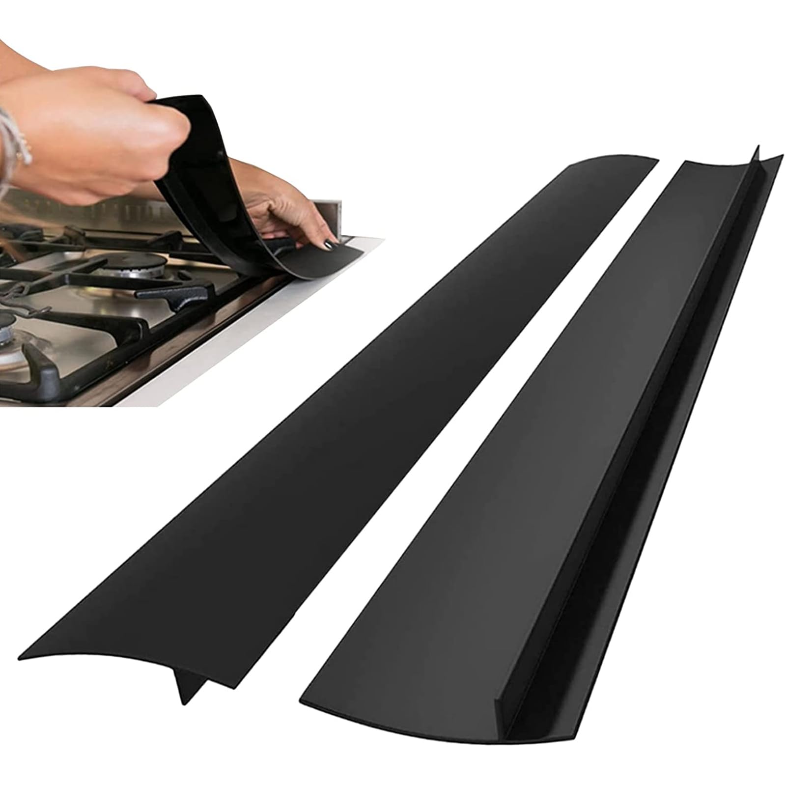 Fsaiyij Black 2 Pack Silicone Stove Gap Covers 21 Inch, Heat Resistant Stove Gap Filler, Non Slip Oven Side Gap Cover For Stove And Counter,