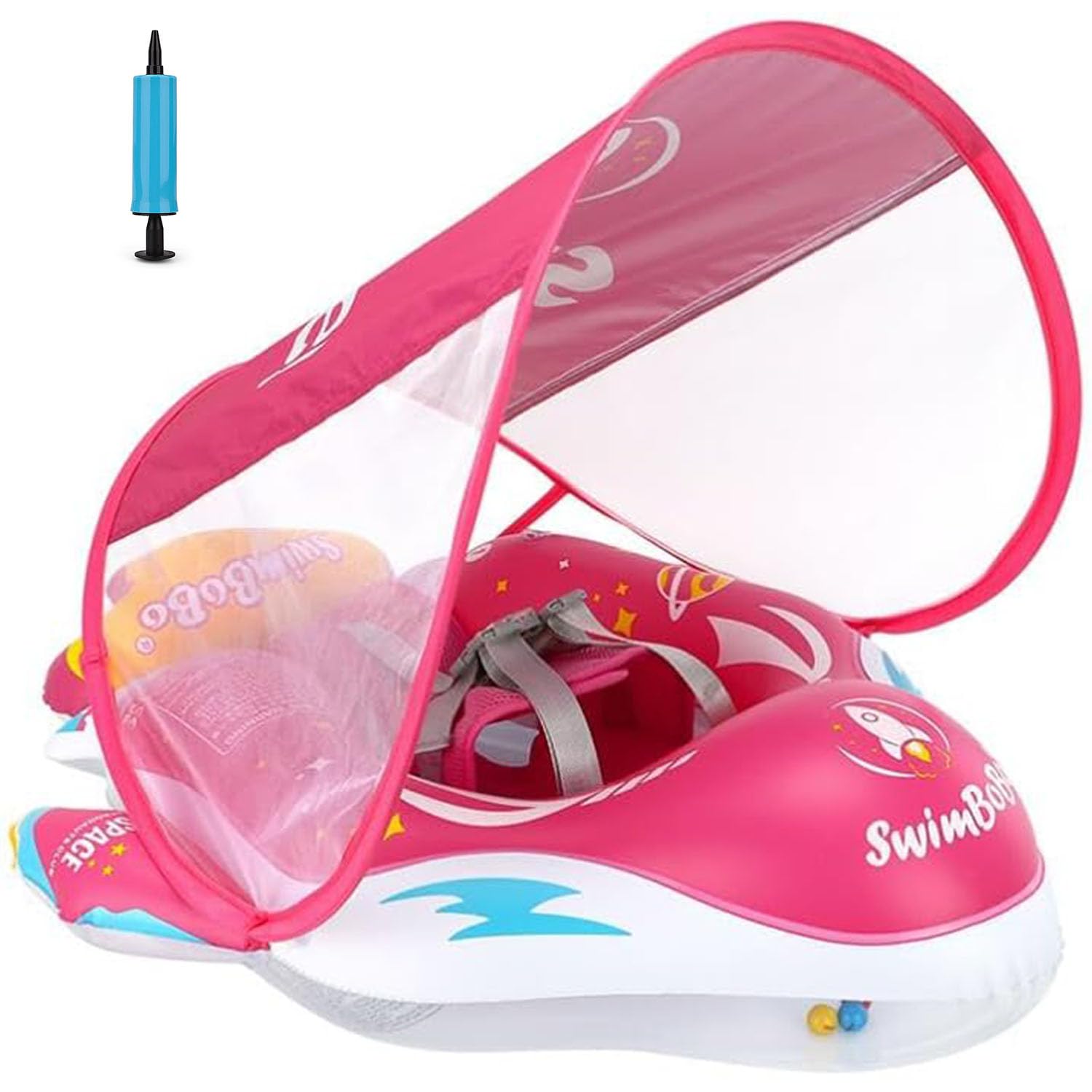 【新品未使用】浮き輪 足入れ 幼児用 ベビーフロート屋根付き ベビー用 赤ちゃんうきわ 男の子 女の子 海フロート お風呂 外遊び 海 プール