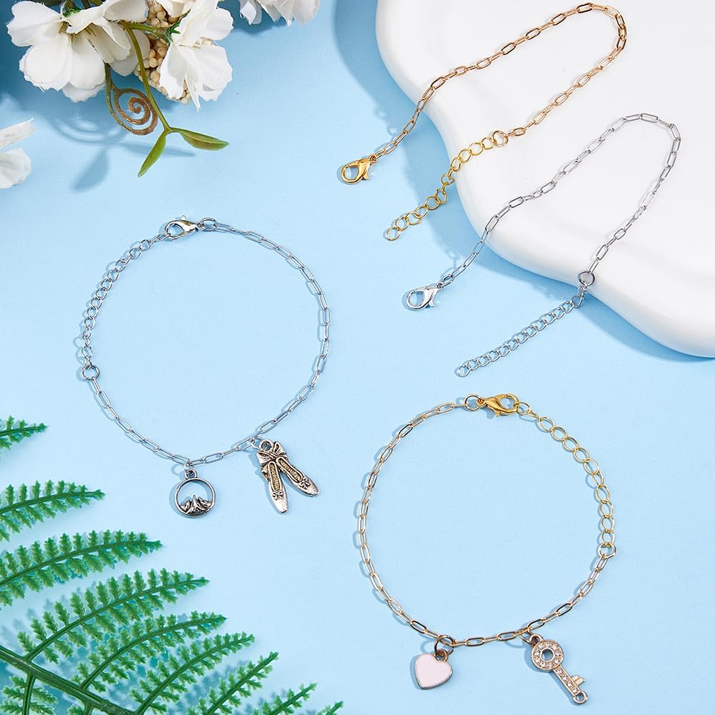 Hobbspring 24Pcs Stainless Steel Bracelet Chains: 2 Colors, DIY Jewelry Making, Adjustable Charm Bracelets with Lobster Clasps for Women - Image 5