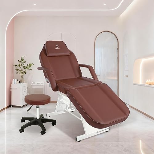 Miniatura 102 de Cama de spa de masaje, silla facial, mesa de tatuaje, 73 pulgadas, 3 secciones, cama de masaje multiusos, silla facial profesional, mesa de tatuaje