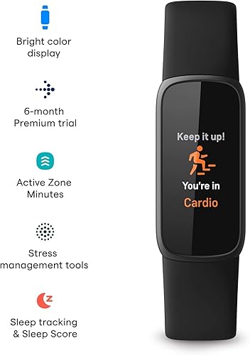 Vista 2 de Fitbit Luxe-Rastreador de Fitness y Bienestar con Gestión del Estrés, Seguimiento del Sueño y Frecuencia Cardíaca 24/7, Negro/Grafito, Talla Única