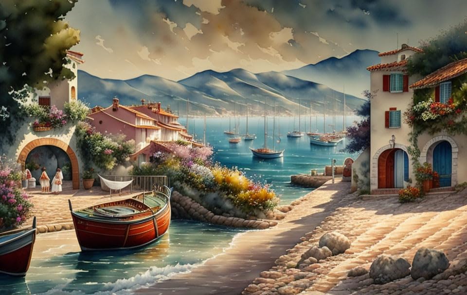 Affiches sur toile 58x90 pour évader l'esprit ville balnéaire vue mer
