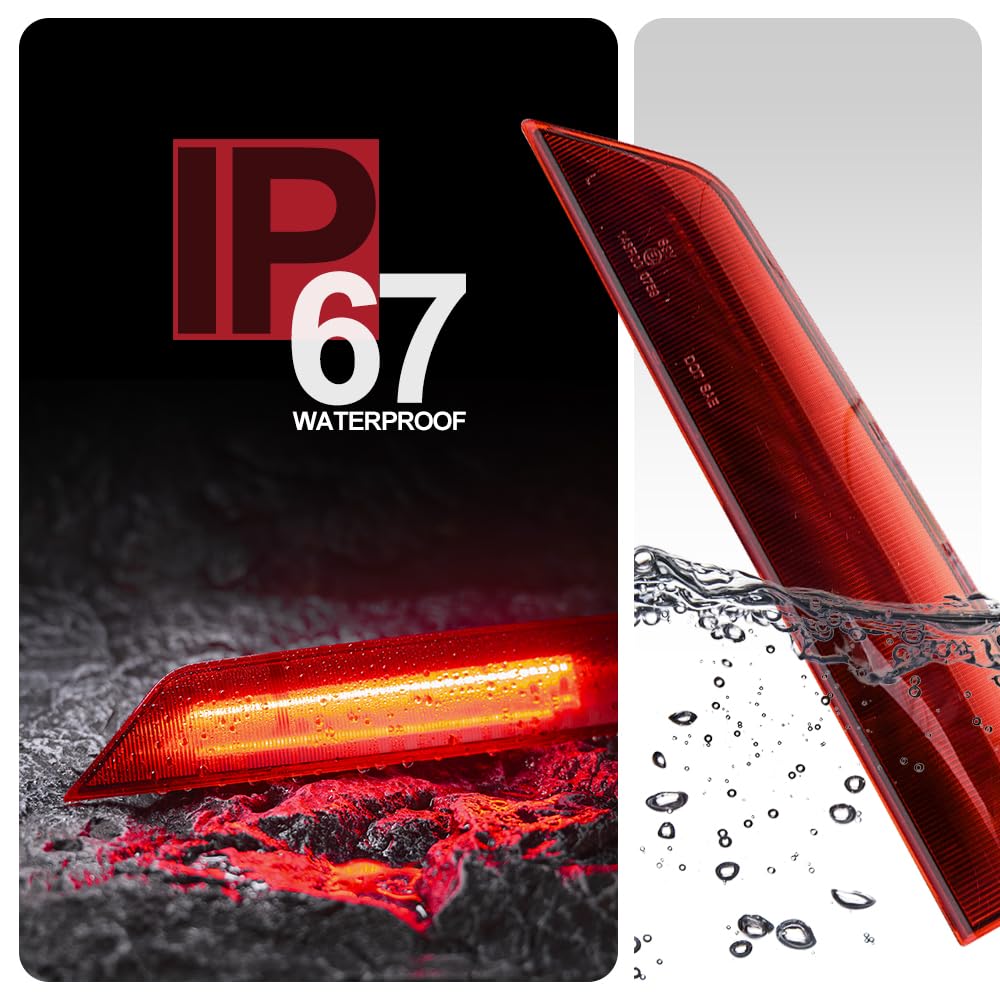 Terzo Stop per Fo.rd Transit Custom 2012-2022 LED terzo stop posteriore Transit Luce di stop posteriore di alto livello per porta della stalla 2 pezzi Lente rossa