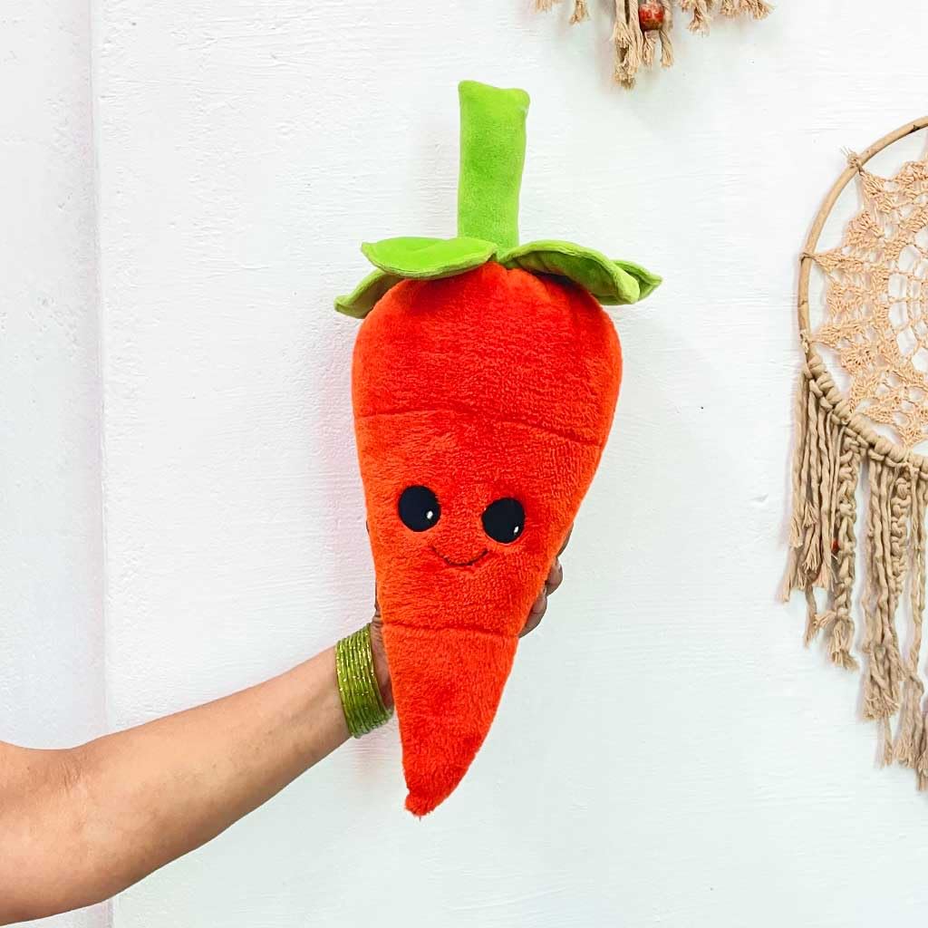 Eddie Teddie Handmade Vegetable Carrot Plush, Soft Cute Expression Stuffed Toy for Kids (Small)