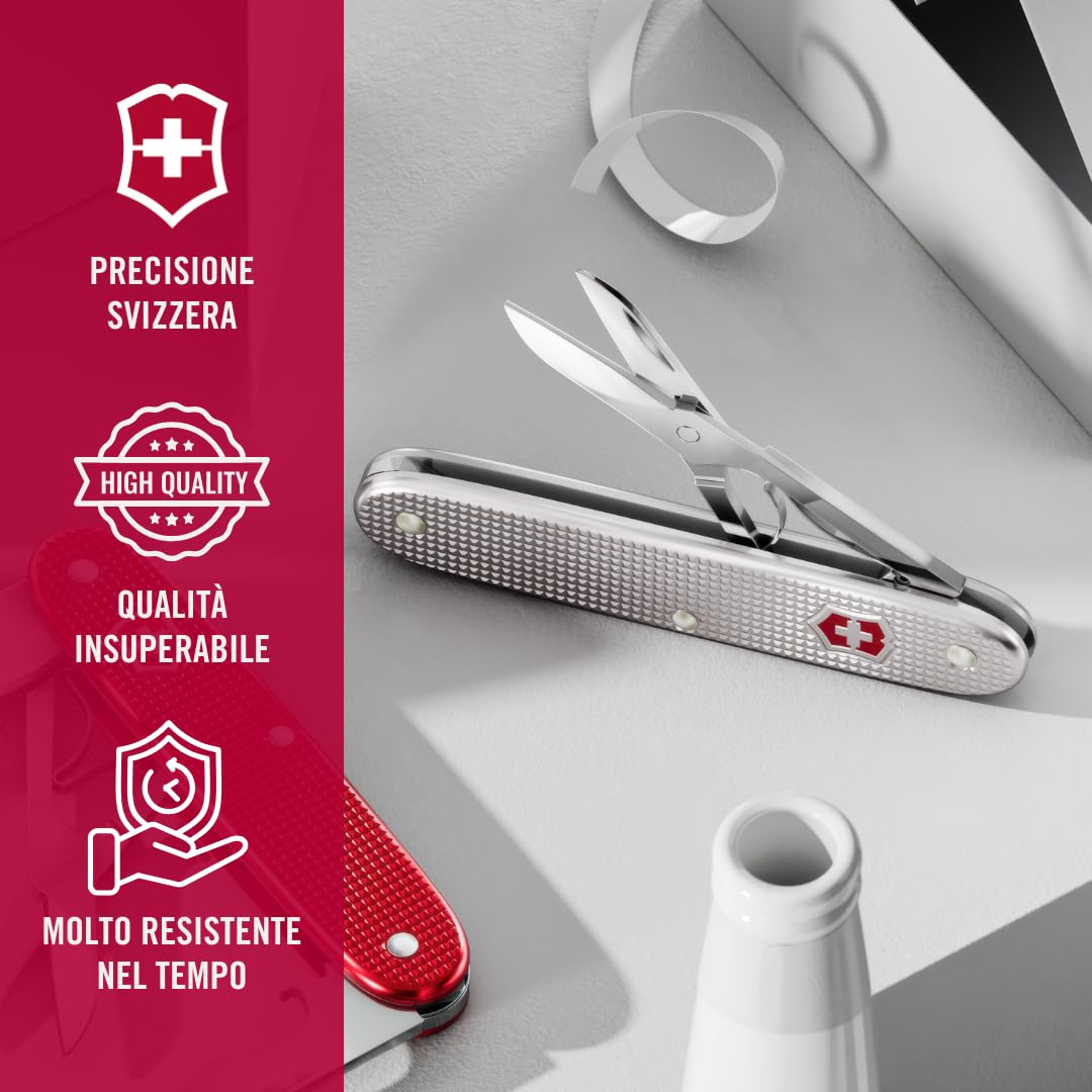 Victorinox Companion Slim Alox, Multiuso, Tascabile, 6 Funzioni, incl. Forbici, Strumento per apertura pacchi, Cacciavite, Swiss Made, Argento