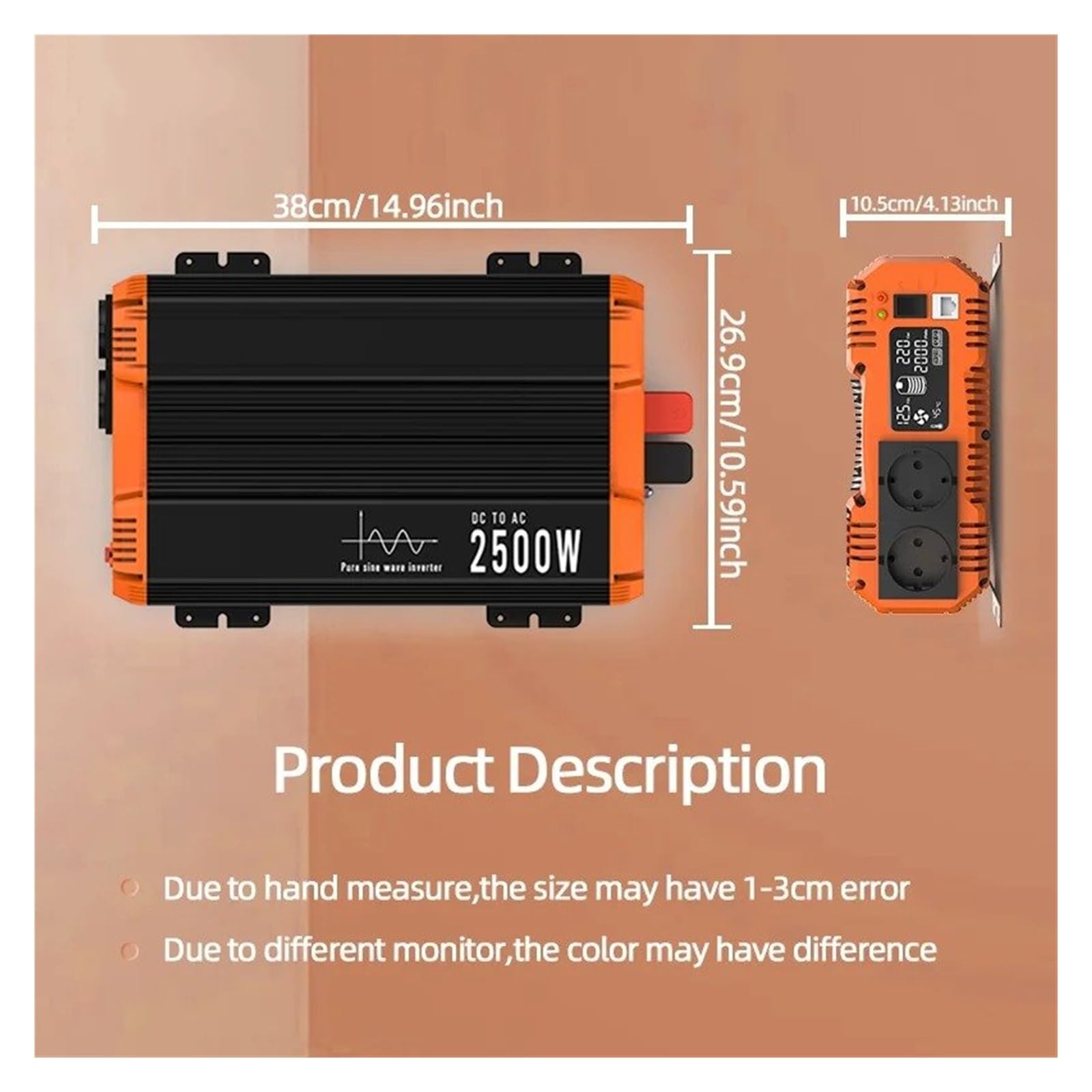 Inversor Corriente Onda Sinusoidal Pura Coche 5000 W CC 12 V 24 V A CA 110 V 220 V Pantalla LCD Convertidor Voltaje Doméstico SAI Enchufe Universal Portátil(24V,220V-240V 50Hz,Universal)