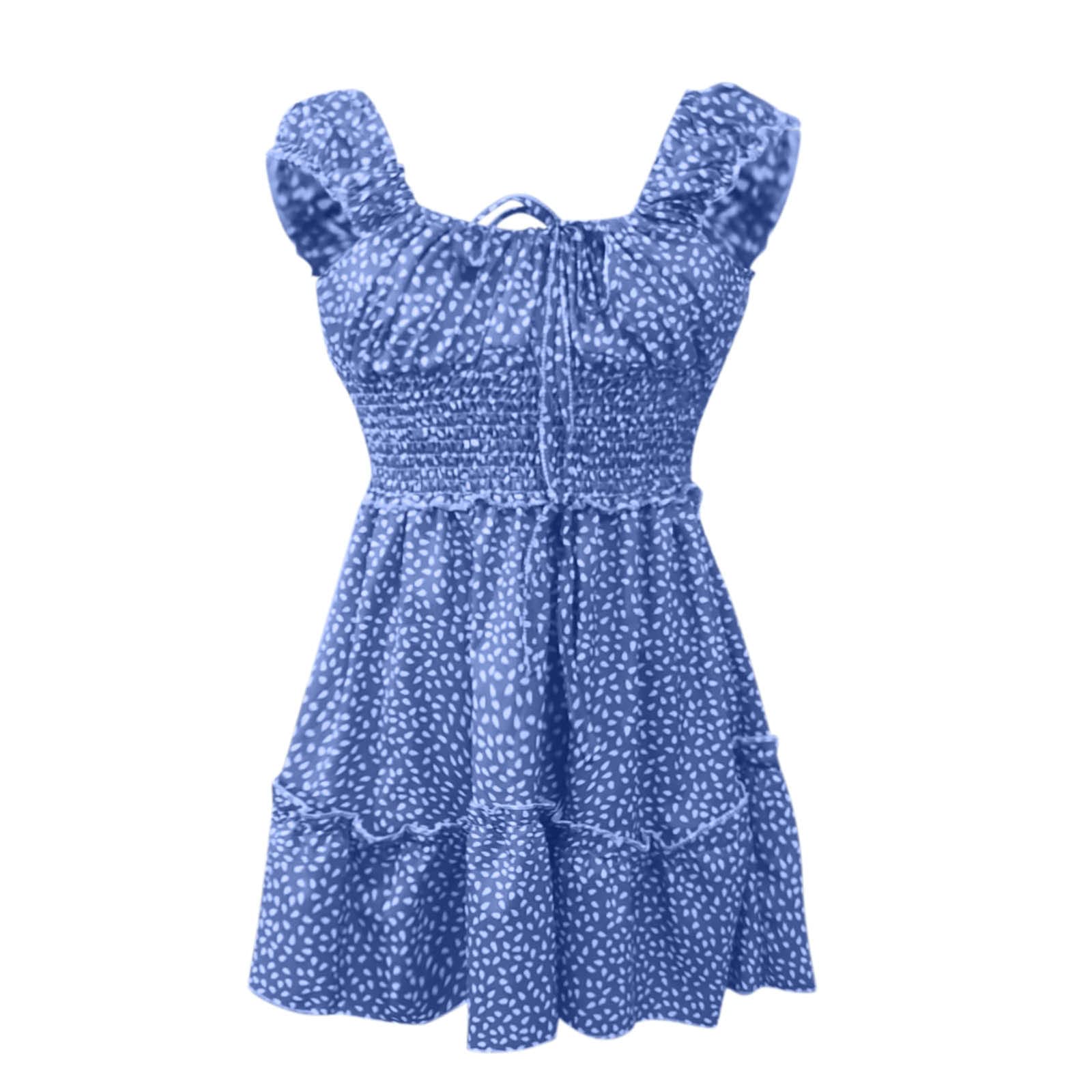 Vestido corto de manga corta para mujer, cuello en V, cuello en V, vestido de vacaciones