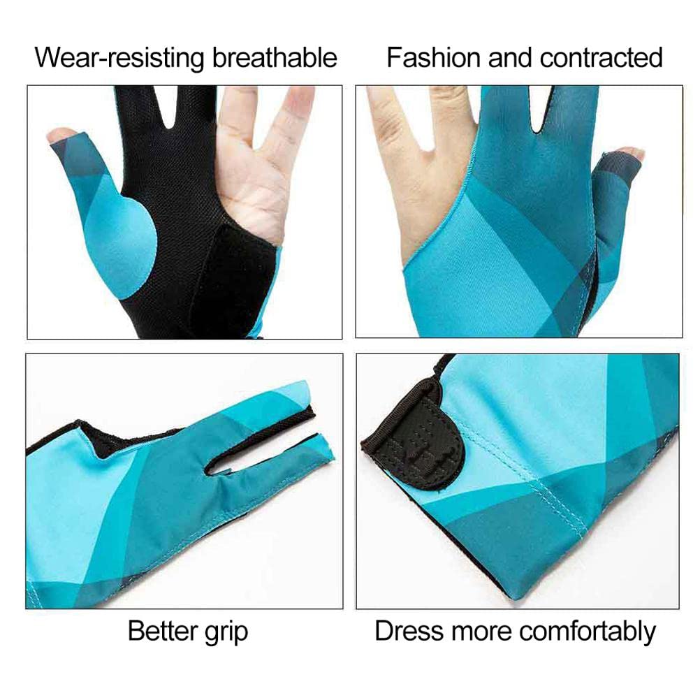 Heshi Gants De Billard 3 Doigts – Gants De Tir Piscine Élasthanne Respirant Ambidextre Réglable