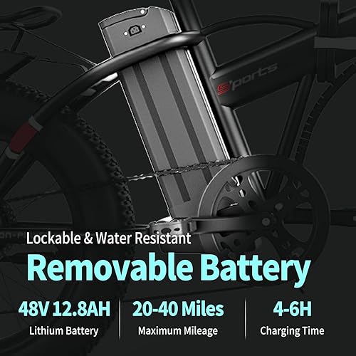 Miniatura 4 de G20Pro - Bicicleta eléctrica plegable para adultos, batería extraíble de 1000 W, 48 V, 12.8 AH, neumático grueso de 20 pulgadas, velocidad máxima de