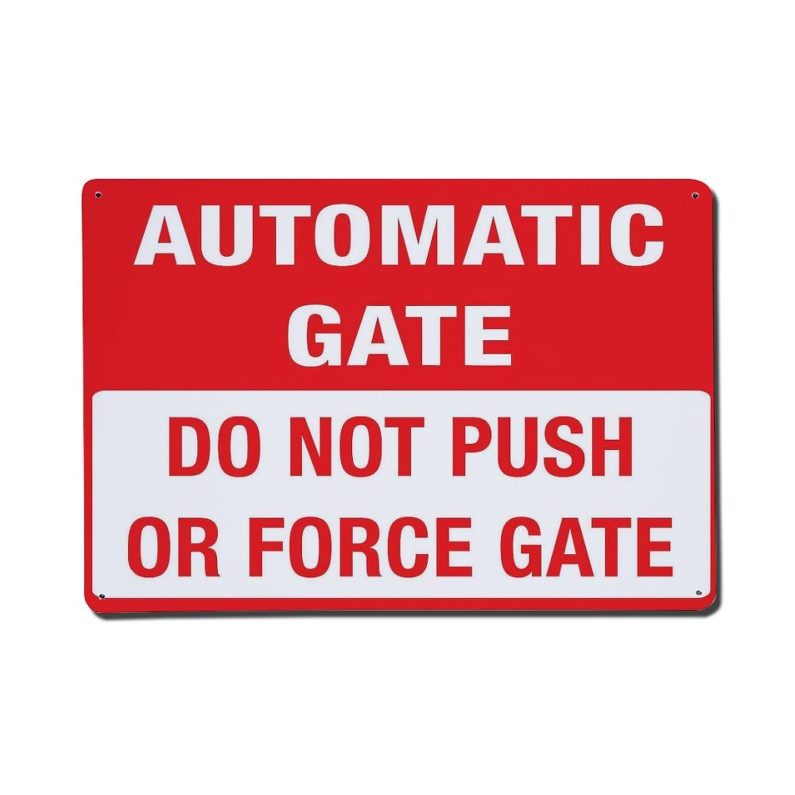 Automatic Gate Do Not Push Or Force Safety Sign Vintage Aluminium Metal Sign, Retro Wall Decor for Home, Bar, Garage & Farmhouse 20x30cm