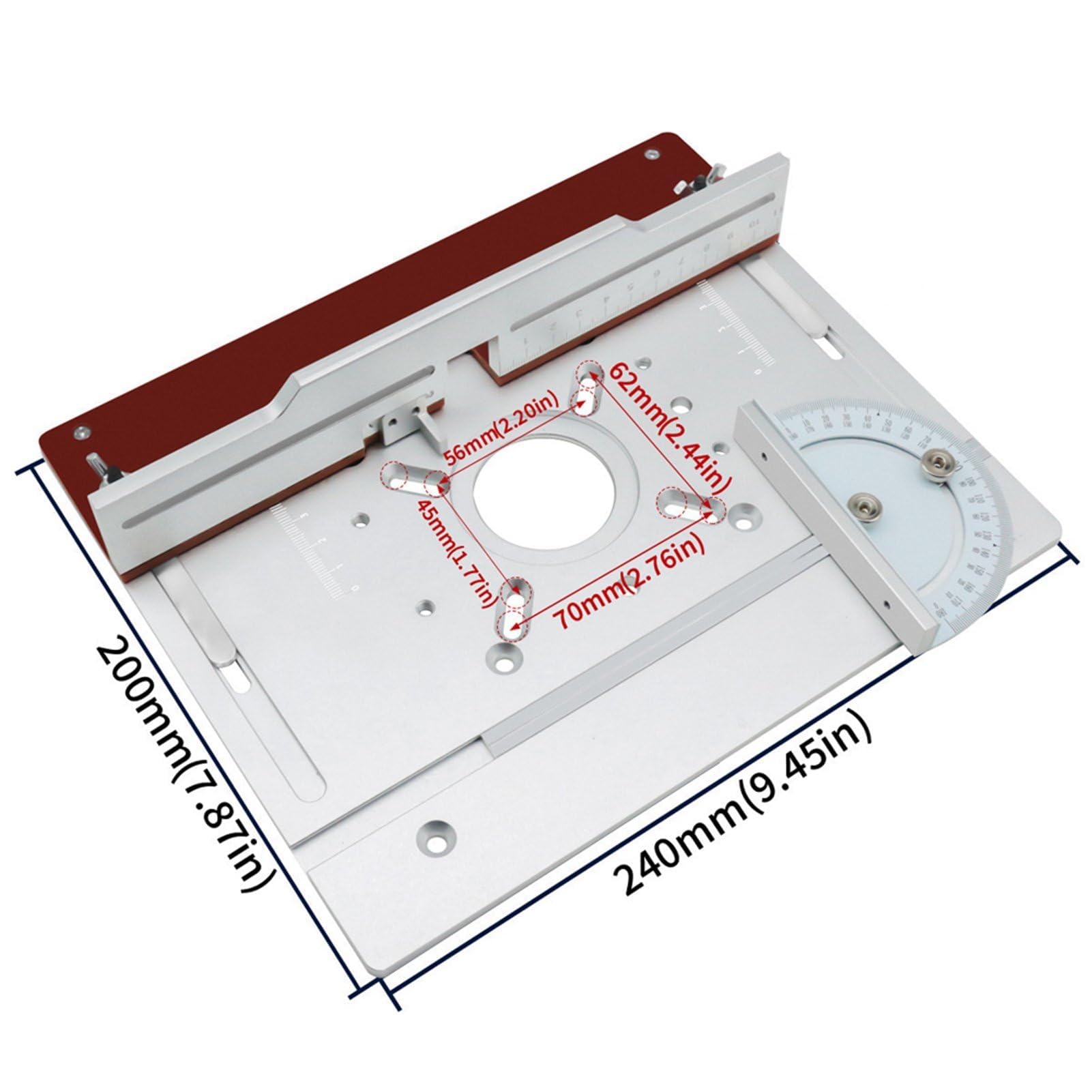 Router Grundplatte, Holzbearbeitung Router-Tisch Montageplatte Multifunktions-Router-Werkzeug mit Rückdruckplatte und 180° Winkelmesser für die Holzbearbeitung (Set mit 4)