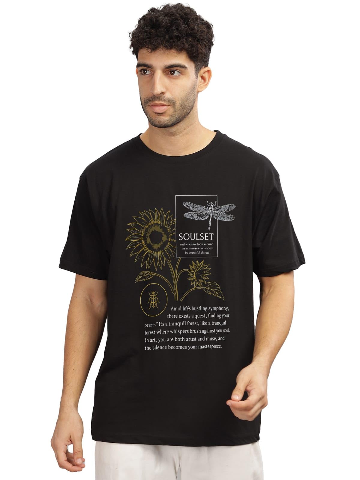 Men's Oversized Graphic Printed Round Neck Half Sleeve T-Shirt