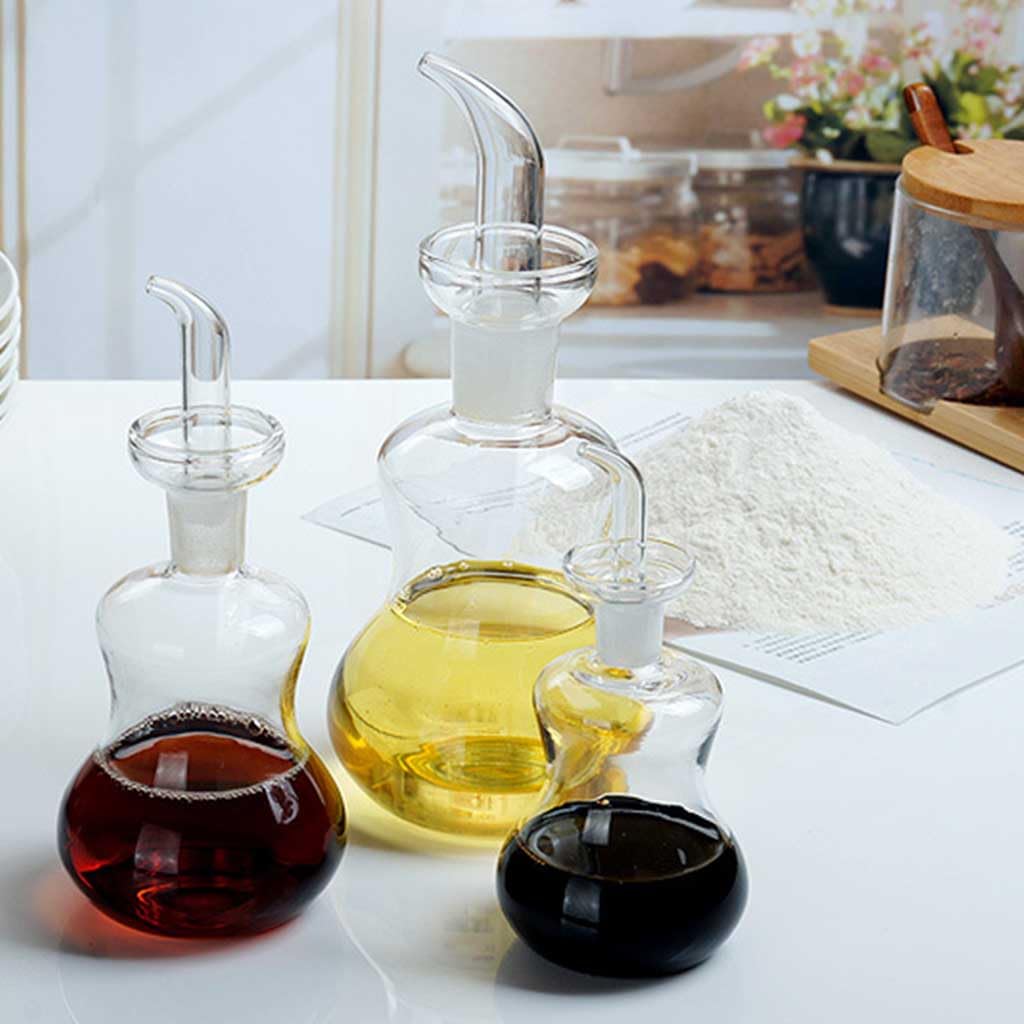 Botella de Vidrio dispensador de Aceite y vinagre, Botella de Aceite de Vidrio de borosilicato antigoteo, Resistente al Calor, Apta for lavavajillas, 150/250/500 ml(500ML)